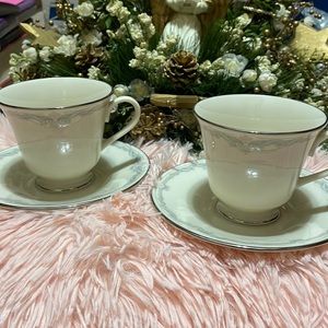 Replacements China Lenox Kingston Pattern 2 Cups and 2 Saucer Sets